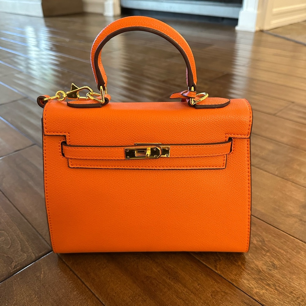 Real leather orange bag